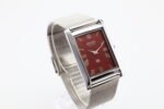 Refurbished Vintage Seiko Slim Tank Men's Wrist Watch Red Dial With Silver Mesh Band - Image 2