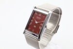 Refurbished Vintage Seiko Slim Tank Men's Wrist Watch Red Dial With Silver Mesh Band - Image 3