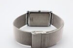 Refurbished Vintage Seiko Slim Tank Men's Wrist Watch Black Dial With Silver Mesh Band - Image 9