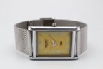Refurbished Vintage Seiko Slim Tank Men's Wrist Watch Yellow Dial With Silver Mesh Band - Image 7
