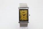 Refurbished Vintage Seiko Slim Tank Men's Wrist Watch Yellow Dial With Silver Mesh Band - Image 4