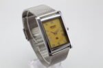 Refurbished Vintage Seiko Slim Tank Men's Wrist Watch Yellow Dial With Silver Mesh Band - Image 2