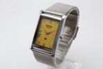 Refurbished Vintage Seiko Slim Tank Men's Wrist Watch Yellow Dial With Silver Mesh Band - Image 3