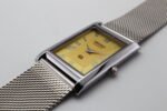 Refurbished Vintage Seiko Slim Tank Men's Wrist Watch Yellow Dial With Silver Mesh Band - Image 5