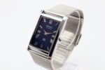 Refurbished Vintage Seiko Slim Tank Men's Wrist Watch Blue Dial With Silver Mesh Band - Image 3