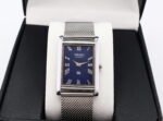Refurbished Vintage Seiko Slim Tank Men's Wrist Watch Blue Dial With Silver Mesh Band