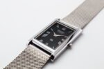 Refurbished Vintage Seiko Slim Tank Men's Wrist Watch Black Dial With Silver Mesh Band - Image 6
