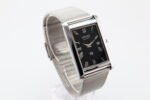 Refurbished Vintage Seiko Slim Tank Men's Wrist Watch Black Dial With Silver Mesh Band - Image 2