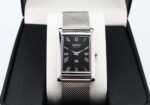 Refurbished Vintage Seiko Slim Tank Men's Wrist Watch Black Dial With Silver Mesh Band