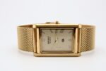 Refurbished Vintage Seiko Slim Tank Men's Wrist Watch Gold Dial With Gold Mesh Band - Image 5