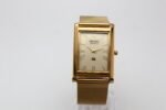 Refurbished Vintage Seiko Slim Tank Men's Wrist Watch Gold Dial With Gold Mesh Band - Image 4