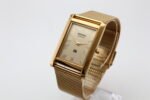 Refurbished Vintage Seiko Slim Tank Men's Wrist Watch Gold Dial With Gold Mesh Band - Image 3