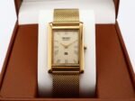Refurbished Vintage Seiko Slim Tank Men's Wrist Watch Gold Dial With Gold Mesh Band