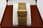 Refurbished Vintage Seiko Slim Tank Men's Wrist Watch Gold Dial With Gold Mesh Band - Image 9