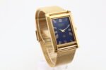 Refurbished Vintage Seiko Slim Tank Men's Wrist Watch Blue Dial With Gold Mesh Band - Image 2