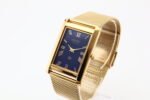 Refurbished Vintage Seiko Slim Tank Men's Wrist Watch Blue Dial With Gold Mesh Band - Image 3