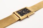 Refurbished Vintage Seiko Slim Tank Men's Wrist Watch Black Dial With Gold Mesh Band - Image 6