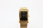 Refurbished Vintage Seiko Slim Tank Men's Wrist Watch Black Dial With Gold Mesh Band - Image 4