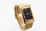 Refurbished Vintage Seiko Slim Tank Men's Wrist Watch Black Dial With Gold Mesh Band - Image 2