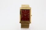 Refurbished Vintage Seiko Slim Tank Men's Wrist Watch Red Dial With Gold Mesh Band - Image 4