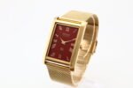 Refurbished Vintage Seiko Slim Tank Men's Wrist Watch Red Dial With Gold Mesh Band - Image 3